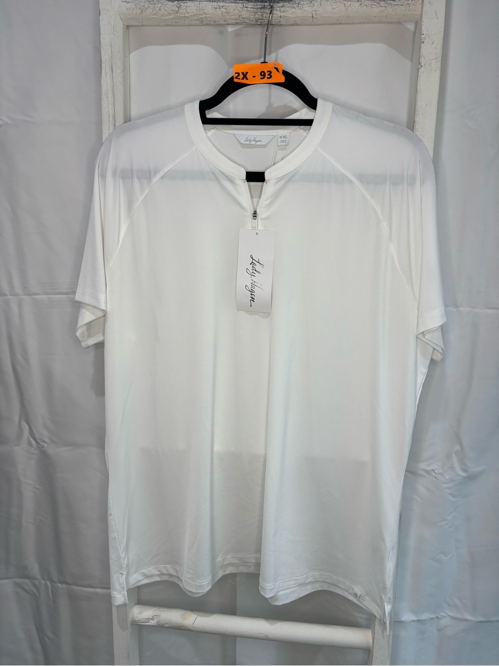Lady Hagen White Short-Sleeve Zip Performance Tee